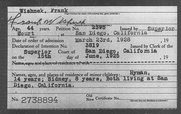 Wishnek, Frank - 1928