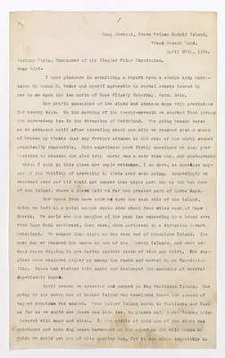 Correspondence - Report of Sledge Trip from Camp Abruzzi