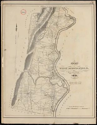 Plan of West Springfield made by J. Lathrop, dated August 1831