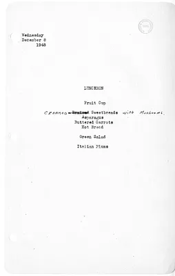White House Luncheon Menu
