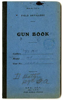 Field Artillery Gun Book, 75 MM Model 1917, Gun Number 15523