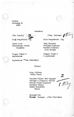 White House Luncheon and Dinner Menu