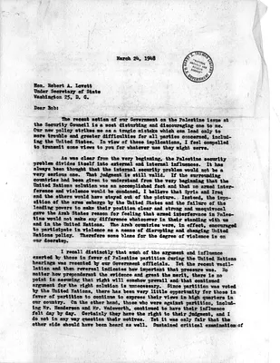Letter from Robert Nathan to Under Secretary of State Robert Lovett