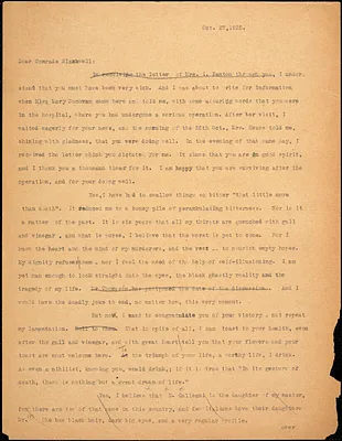 Bartolomeo Vanzetti typed letter (copy) to Alice Stone Blackwell, [Charlestown], 27 October 1925