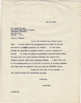 Letters Sent to Josiah Stryker, May 20, 1925