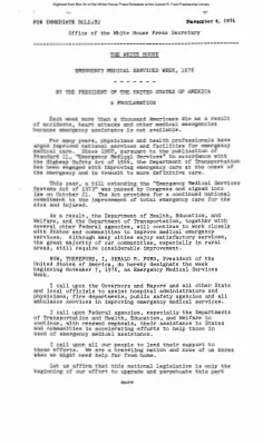 Proclamation - Emergency Medical Services Week, 1976 [Proclamation]