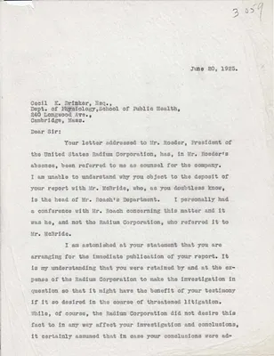 Letters Sent to Dr. Cecil K. Drinker, June 20, 1925