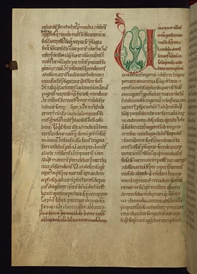 Decorated initial ""V"" (Virorum)