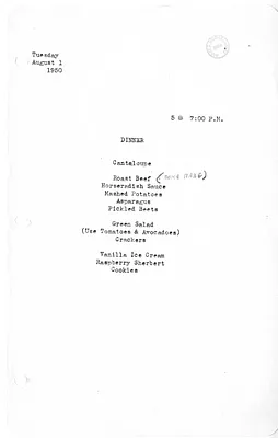 White House Dinner Menu