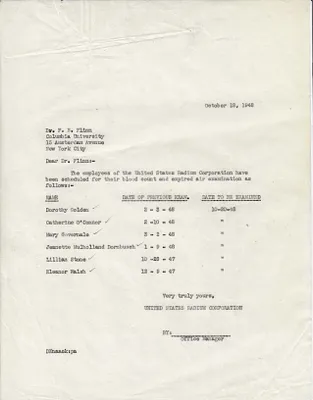 Letters Sent to Dr. F.B. Flinn [Dr. Frederick B. Flinn], October 18, 1948