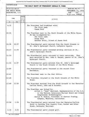 President Gerald R. Ford's Daily Diary, September 15, 1974