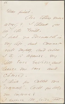 Your Scholar (Emily Dickinson), Amherst, Mass., autograph letter signed to Thomas Wentworth Higginson, August 1862