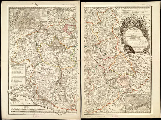 Carte topographique du Diocese de Sens divisé en ses cinq Archidiaconés et ses douze Doyennés