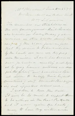 Letter from Joseph A. Dugdale, Mt. Pleasant, Iowa, to William Lloyd Garrison, 5 m[onth] 28 [day] [18]75