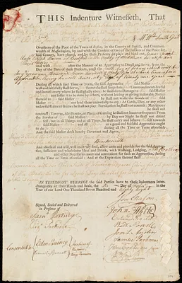 James Taunt indentured to apprentice with Elijah Bacon of Bedford, 6 February 1788