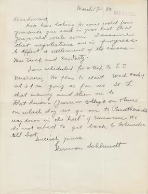 Letters Sent to Howard [H.H. Barker], March 17, 1930