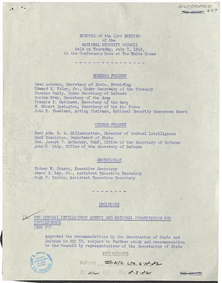 Agenda of the Forty-Third Meeting of the National Security Council
