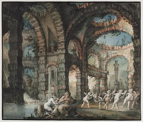 Family of Satyrs with Dancing Cherubs