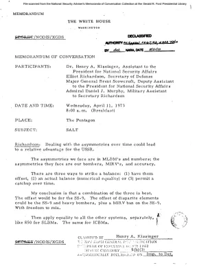 April 11, 1973 - Kissinger, Elliot Richardson