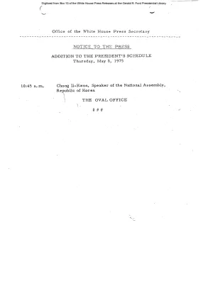Addition to President's Schedule, Thursday, May 8, 1975