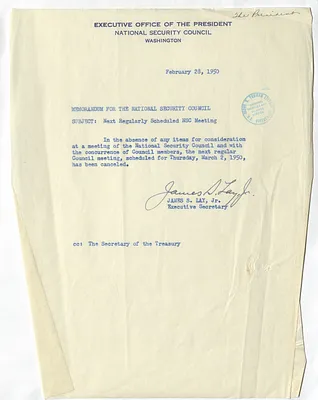 Memorandum from James S. Lay, Jr. to the National Security Council