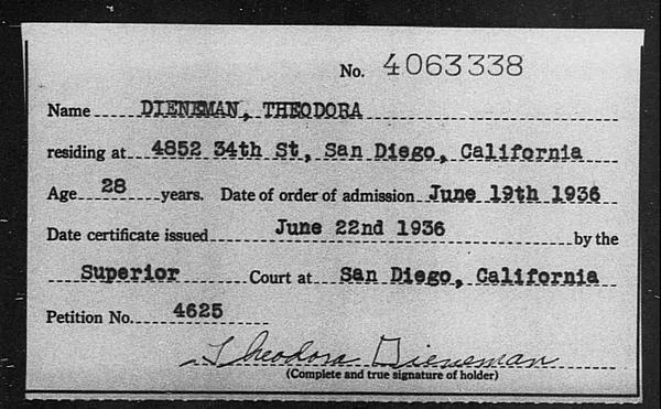Dieneman, Theodora - 1936