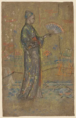 Japanese Woman Painting a Fan (recto)