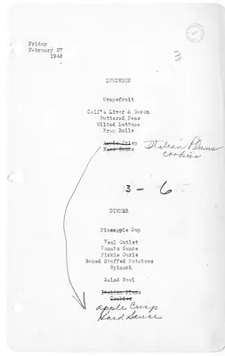 White House Luncheon and Dinner Menu