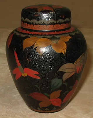 Tea Caddy or Covered Jar with Dragonfly