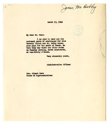 Letter to Senator Albert Gore