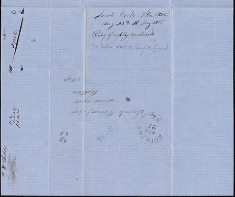Samuel Cook to Samuel Warner, 23 August 1852