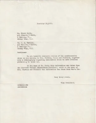 Letters Sent to Edwin Smith [Edwin F. Smith], E.A. Markley, February 18, 1930