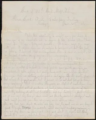 Letter from William Jubb, Goose Creek, V.A., to Thomas Jubb, West Chelmsford, Mass., June 21, 1863