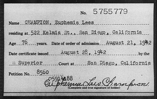 Champion, Euphemia Lees - 1942
