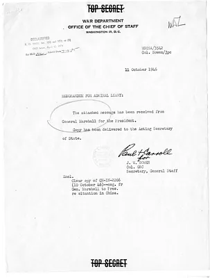 Letter from General George C. Marshall to President Harry S. Truman, with Related Note