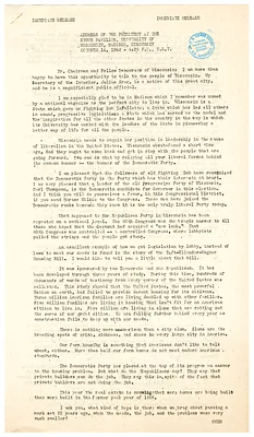 Press Release, Speech of President Harry S. Truman, Madison, Wisconsin