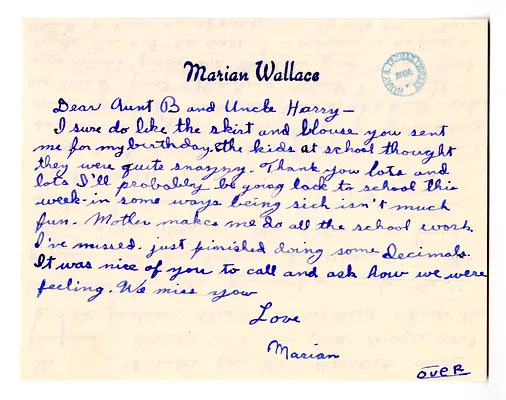 Letter from Christine and Marian Wallace to Bess W. Truman