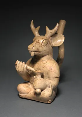 Deer-Headed Figure Vessel