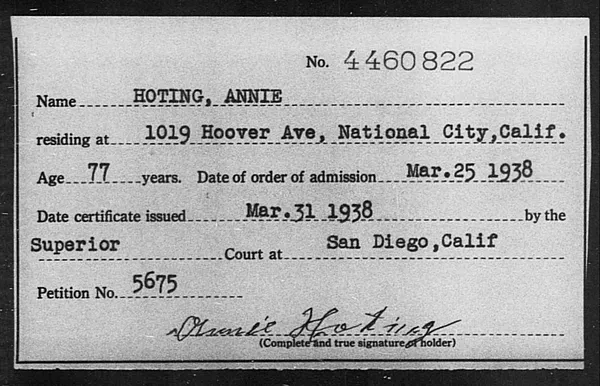 Hoting, Annie - 1938