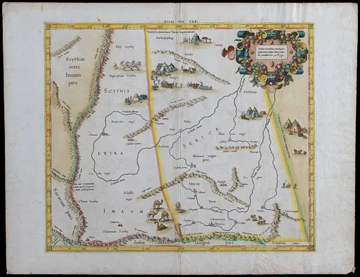 Illustrated map of Scythia, Extra, Serica, and Imaum