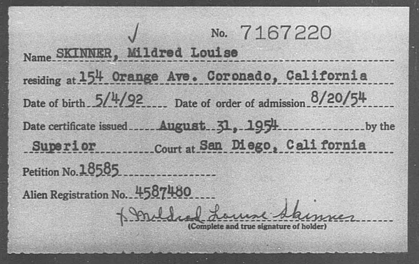 Skinner, Mildred Louise - 1954