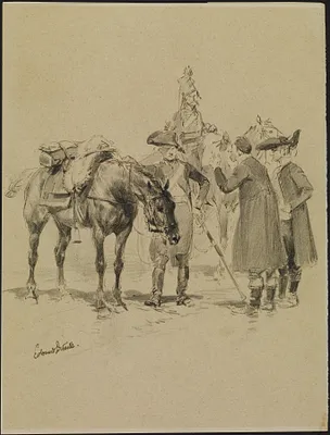 Two Soldiers with Horses