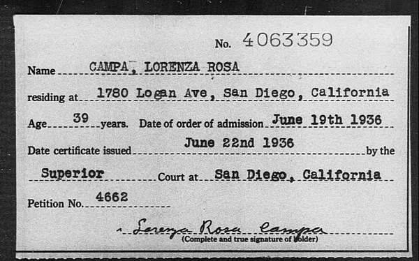 Campa, Lorenza Rosa - 1936