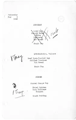 White House Luncheon and Dinner Menu