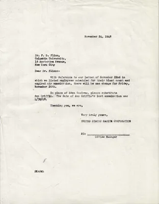 Letters Sent to Dr. F.B. Flinn [Dr. Frederick B. Flinn], November 24, 1948
