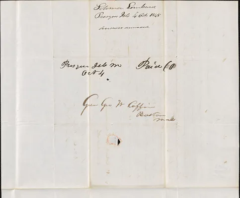 Solomon Lombard to George Coffin, 4 October 1845