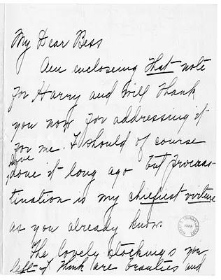 Letter from Nellie Rugg to Bess Wallace