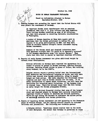 Memorandum, Notes on German Rearmament Propaganda, with Related Material