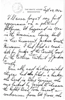 Longhand Note of President Harry S. Truman