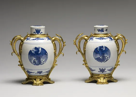 Pair of Blue and White Jars with Three Peonies and Symbols
